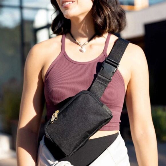 Canvelle Handbags - Canvelle Women's Black Crossbody Belt Bag G-68883955 Size Original NWT